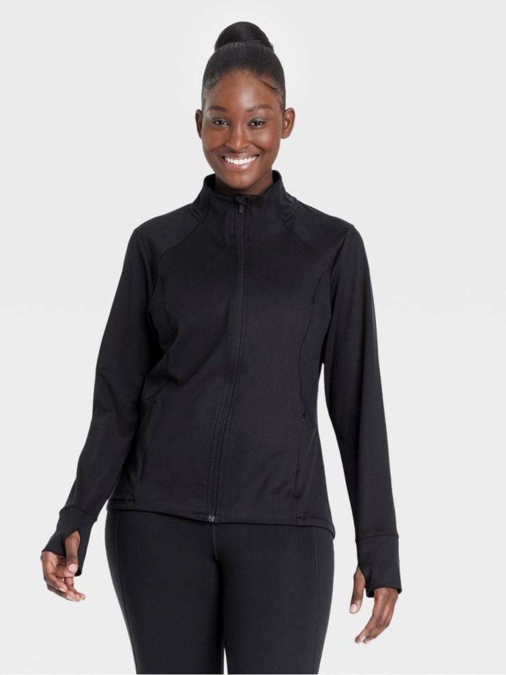 All In Motion Full Zip Athletic Jacket w/ Thumbholes Size Large